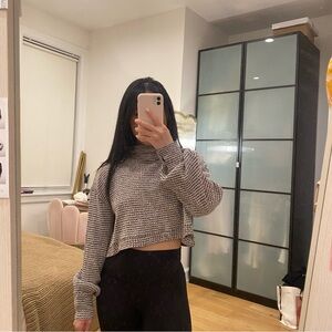 Free People Waffle-Knit Cropped Turtleneck Sweater